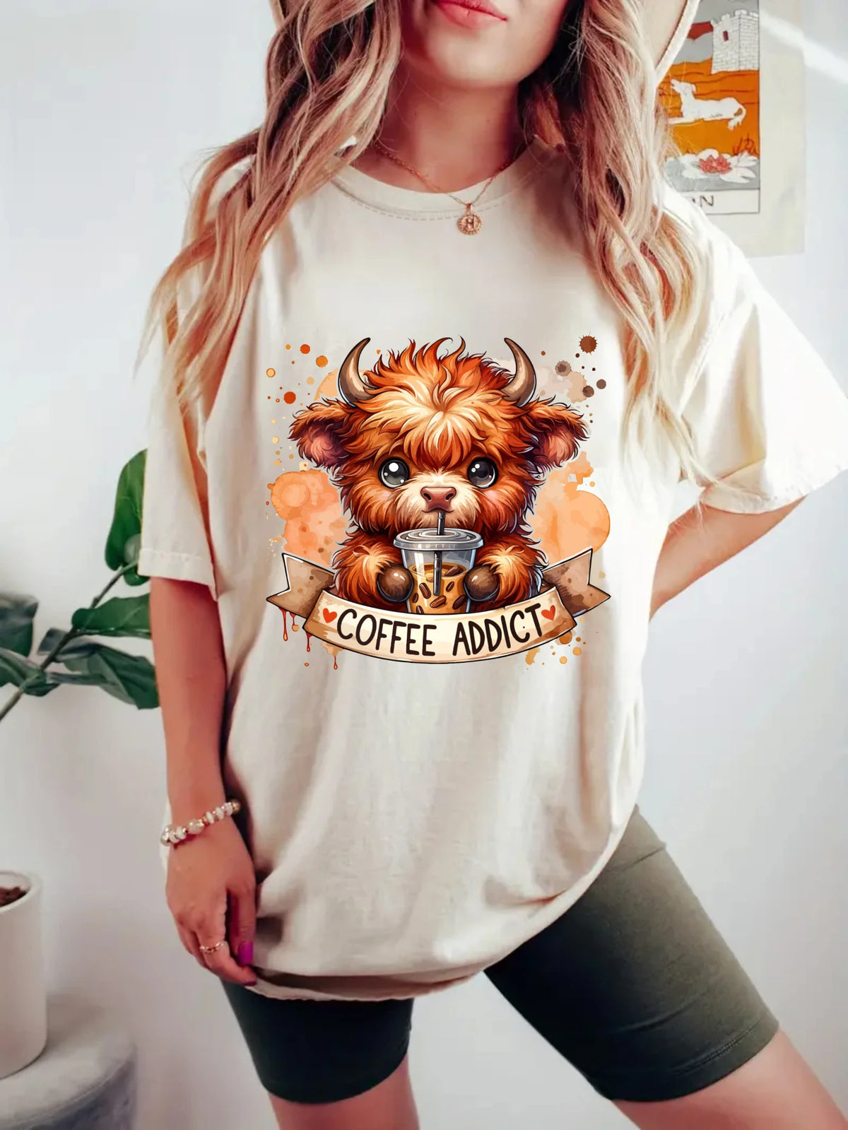 Women's Plus Size Cute Bull & Coffee Tank Top
