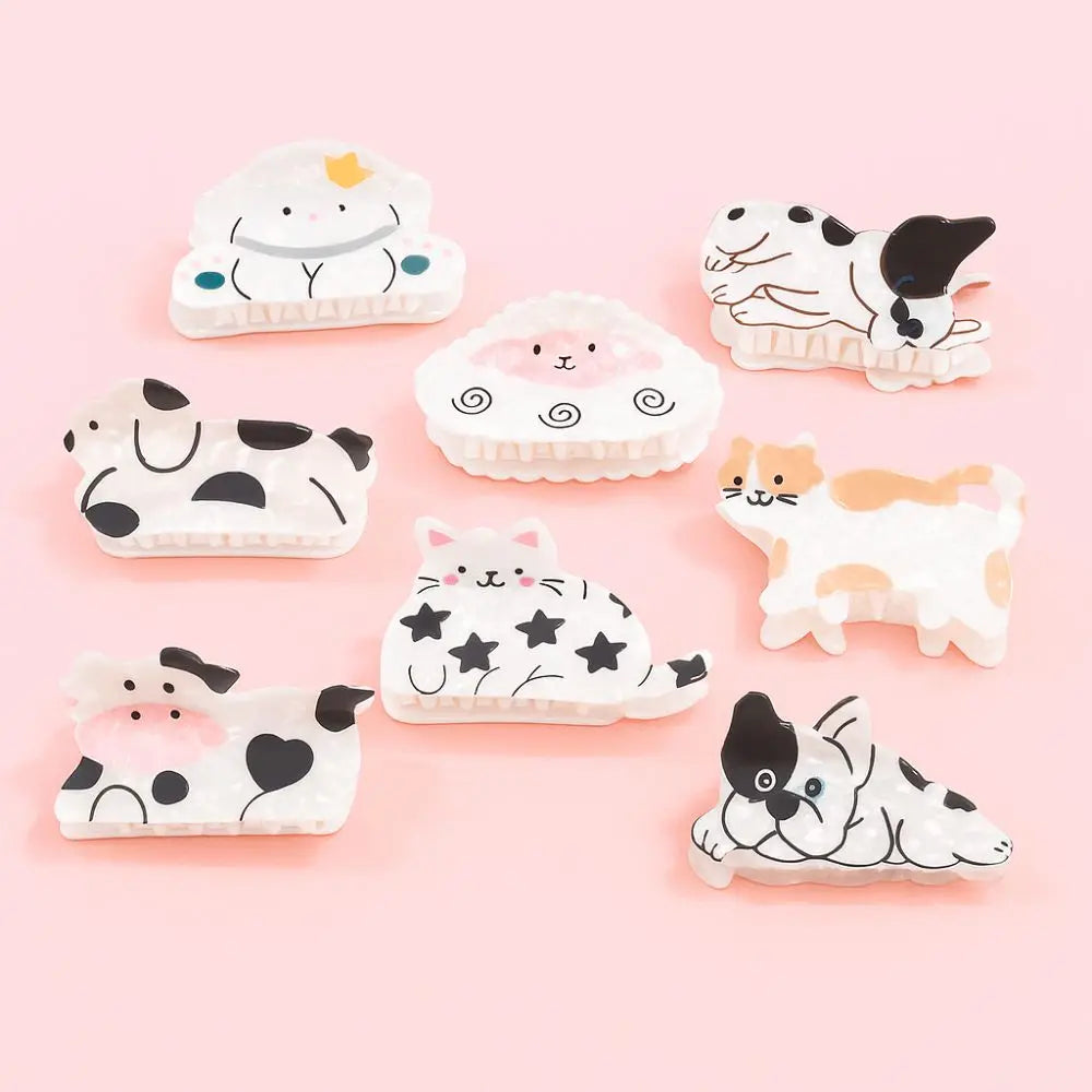 Aesthetic Cow & Dog Hair Claw Clip