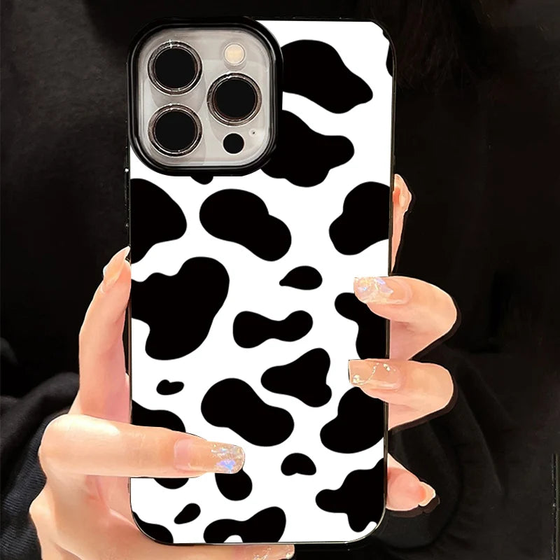 Luxury Cow Print Clear Shockproof Case for iPhone Series (iPhone 7 to 18 Pro Max & 16E)