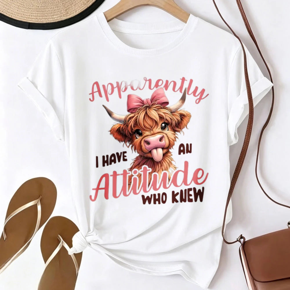 "Apparently I Have An Attitude" Highland Cow Graphic Tee