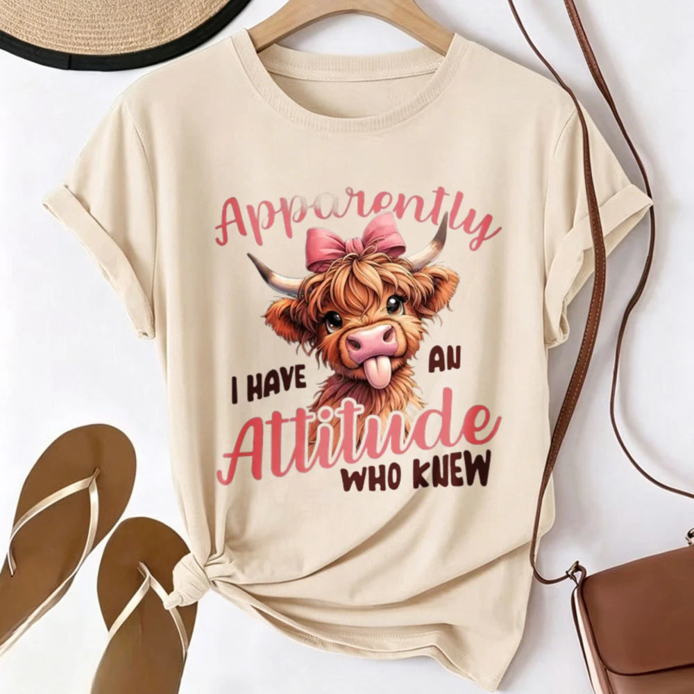 "Apparently I Have An Attitude" Highland Cow Graphic Tee