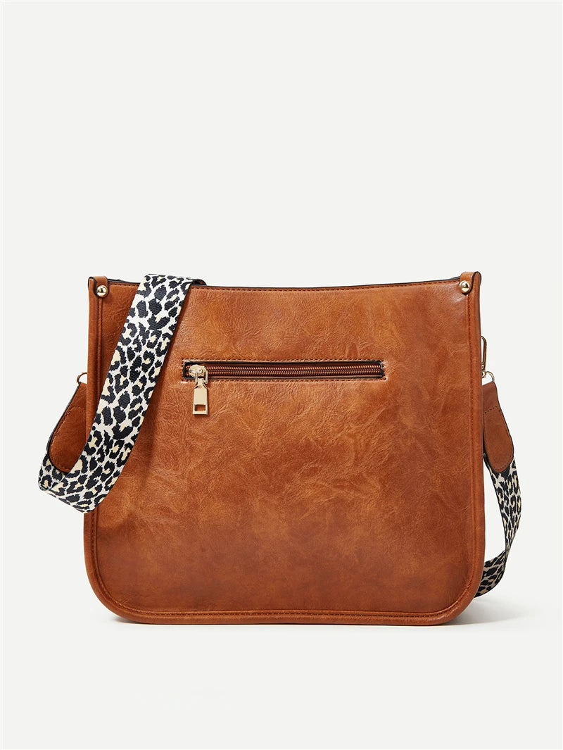 Women's Small PU Leather Crossbody Bag – Cute Fashion Messenger & Shoulder Purse with Trendy Cow Print and Leopard Straps
