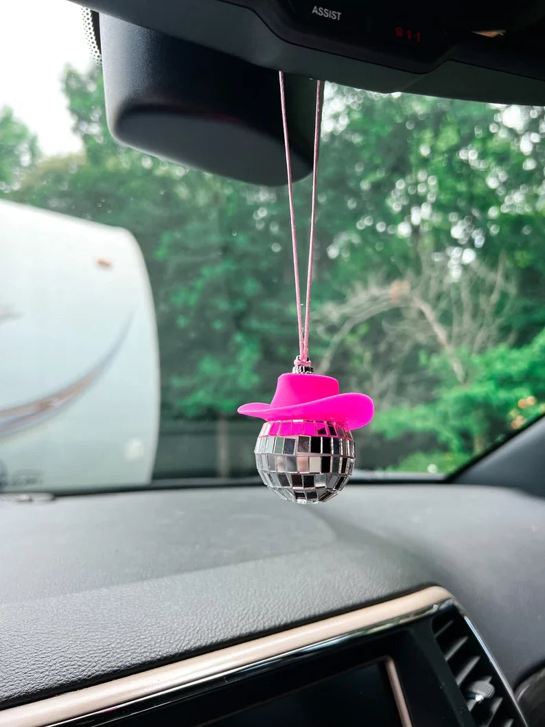 Pink Cowgirl Disco Ball Car Charms (12pc Set)