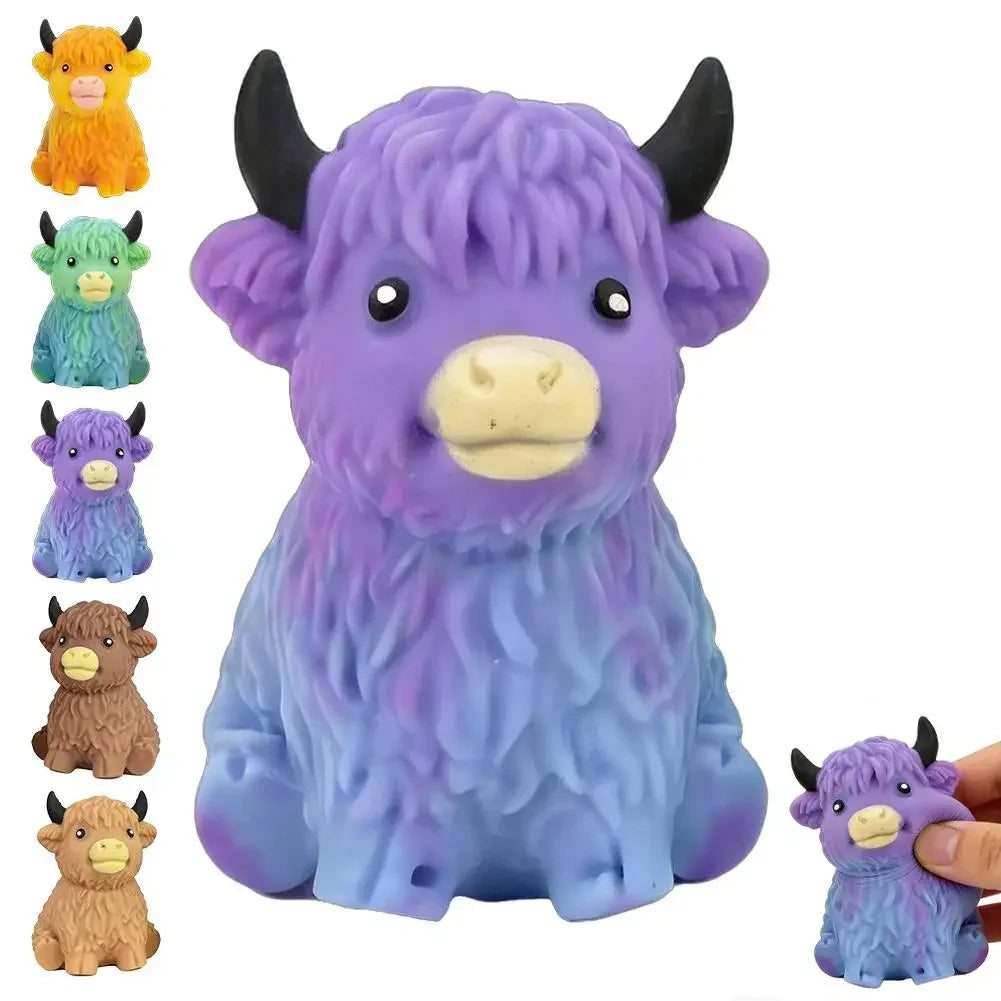 Highland Cow Slow-Rising Squishy Stress Ball – Sensory Fidget Toy for Anxiety Relief