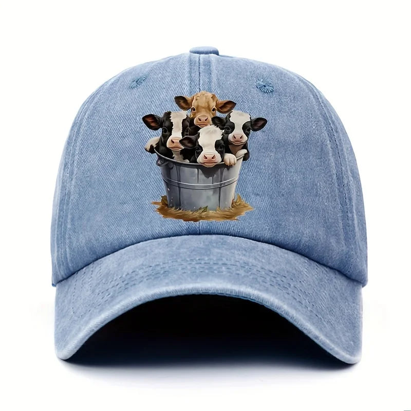 Cute Cow Print Casual Baseball Cap – Unisex Western Sun Hat & Duckbill Cap