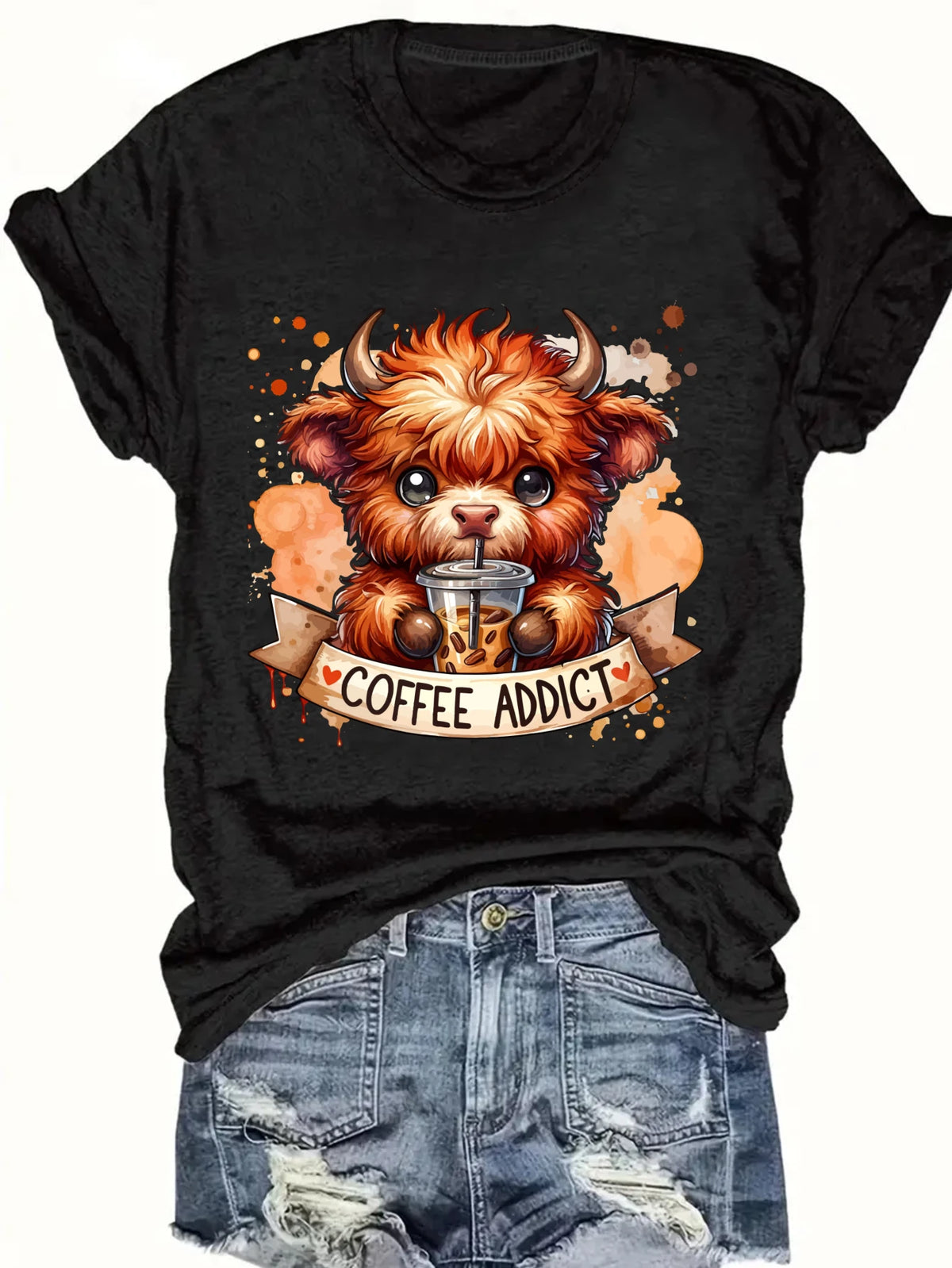 Women's Plus Size Cute Bull & Coffee Tank Top