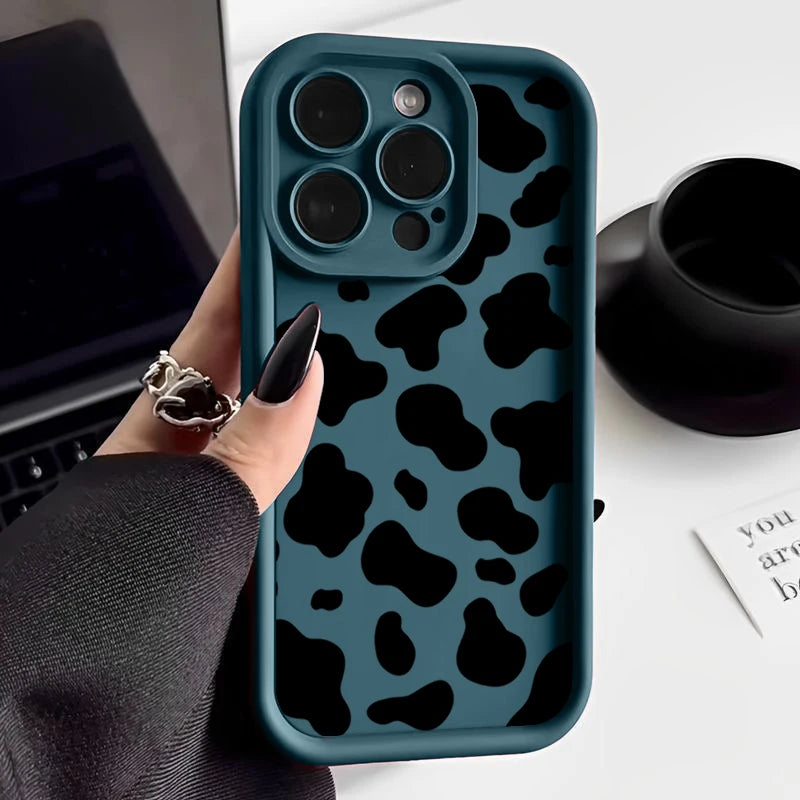 Cute Cow Stripe Pattern Clear Case for iPhone 18 17 16 15 14 13 Pro Max, 17e, 16e | Shockproof Soft Silicone Protective Back Cover
